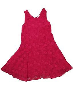 Vestido Camille Sophie de encaje rojo floreado con forro, cierre posterior, manga cero. Pecho: 58 cm, Largo: 65 cm