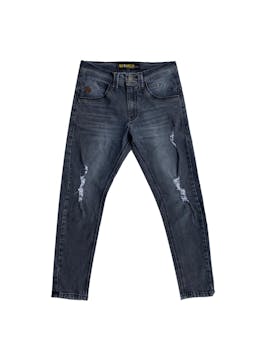 Pantalón Jean Bronco gris rasgado. Cintura: 76cm, largo: 92cm