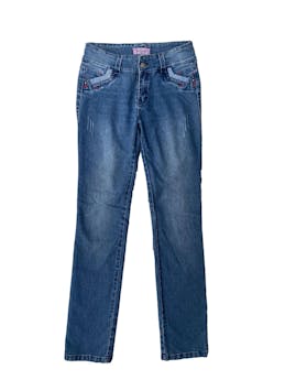 pantalon jean, corte skinny, detalle de bordado en bolsillos.CIntura:66cm.Largo:100cm